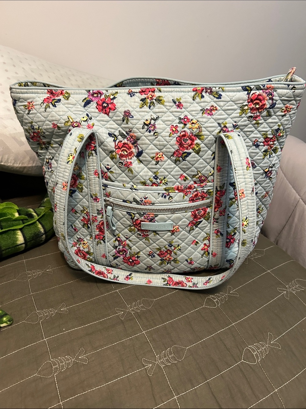 Vera Bradley Light Blue Quilted Floral Tote
